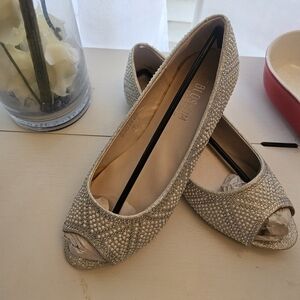 De Blossom Collection Glittering Silver Flats